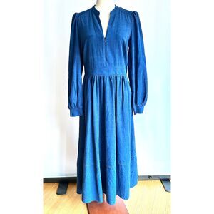 Boden Zoe Zip Up Cord Midi Dress in Atlantic blue, size 8R